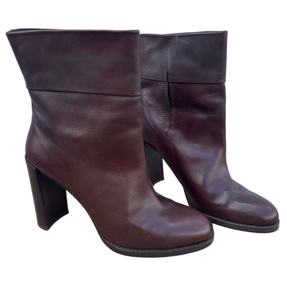 STUART WEITZMAN Pully dark brown leather high heel ANKLE BOOTS - Picture 2 of 11